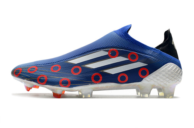 Chuteira Campo Adidas X SpeedFlow FG Azul e Bolinhas