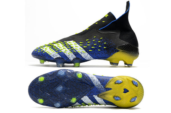 Chuteira Campo Adidas Predator Freak + FG Black/Blue/Yellow - Cano Alto