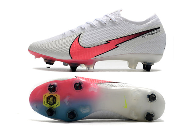 Chuteira Campo Nike Mercurial Vapor 13 Elite SG-PRO Anti Clog Branco/Rosa/Azul