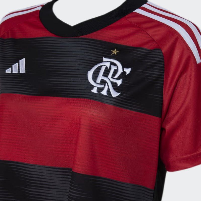 Camisa Feminina Flamengo I 23/24 Adidas - Preto e Vermelha