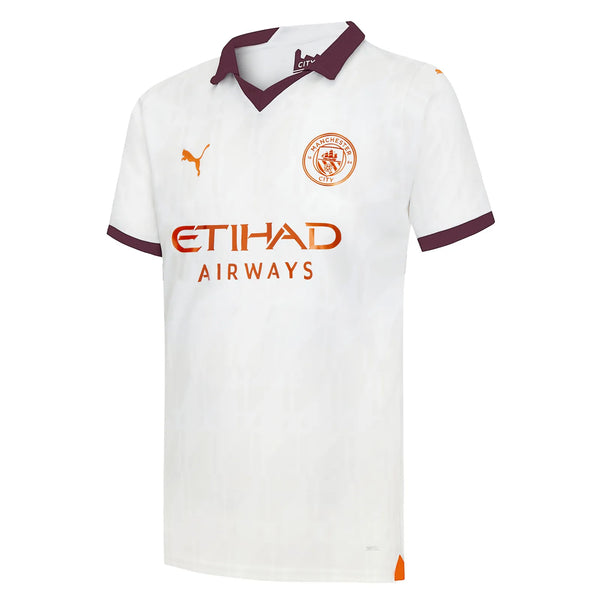 Camisa Manchester City II 23/24 Puma - Branco com Roxo