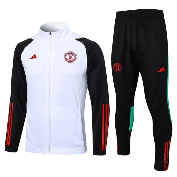 Conjunto Manchester United 23/24 Branco com Preto - Adidas - Com Ziper